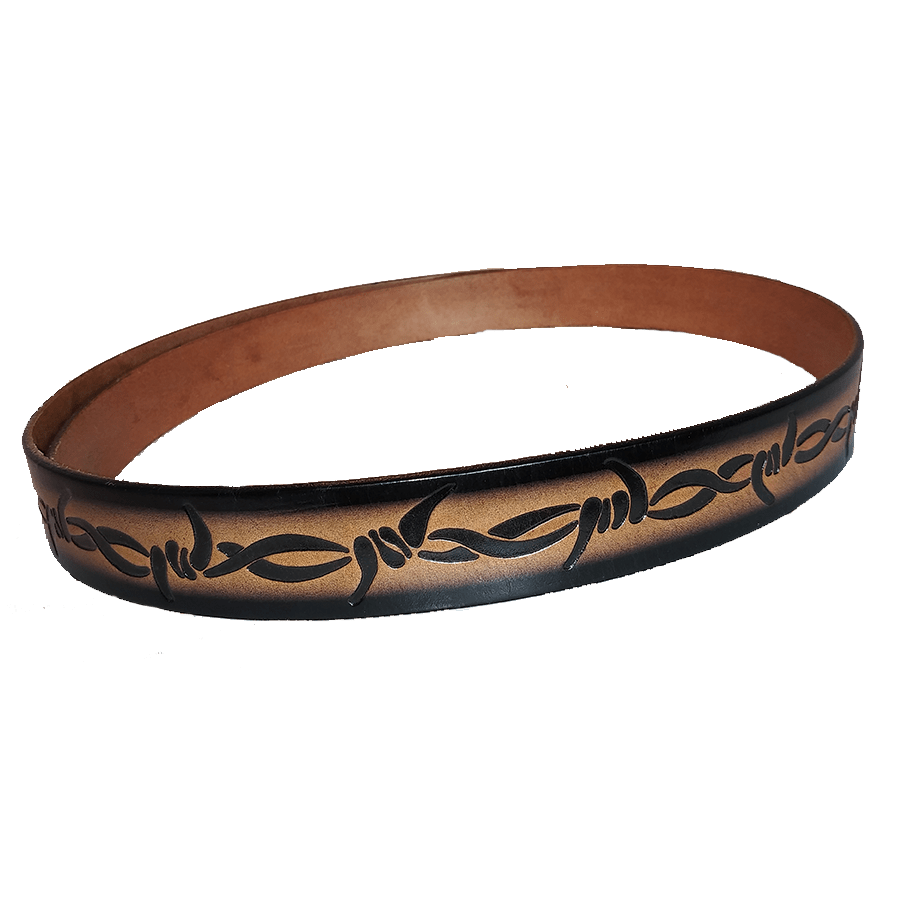  BARBED WIRE CUSTOM HANDMADE LEATHER BELT 1 1/2 WIDE : Handmade  Products